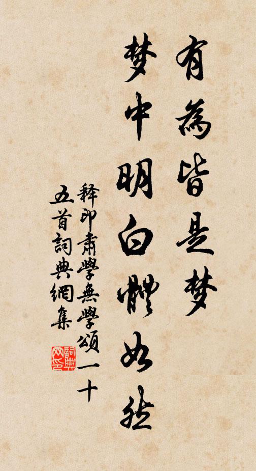 释印肃有为皆是梦，梦中明白体如然书法作品欣赏