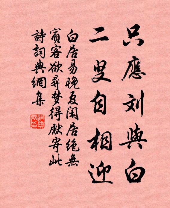 白居易只应刘与白，二叟自相迎书法作品欣赏