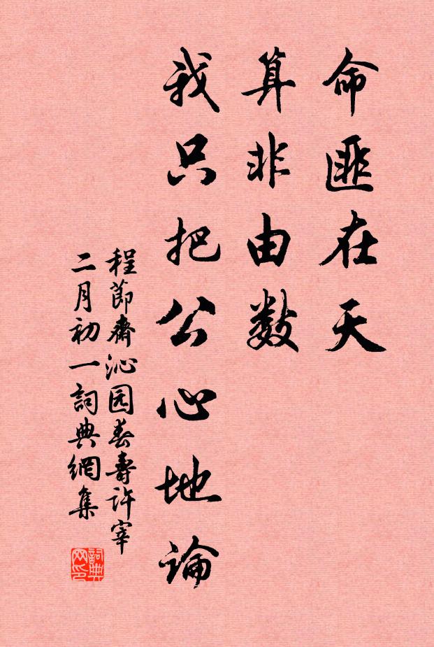 程节斋命匪在天，算非由数，我只把公心地论书法作品欣赏