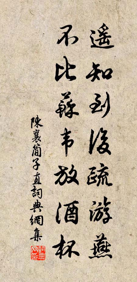 陈襄遥知到后疏游燕，不比苏韦放酒杯书法作品欣赏