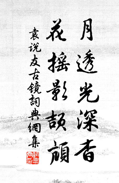 袁说友月透光深杳，花摇影颉颃书法作品欣赏