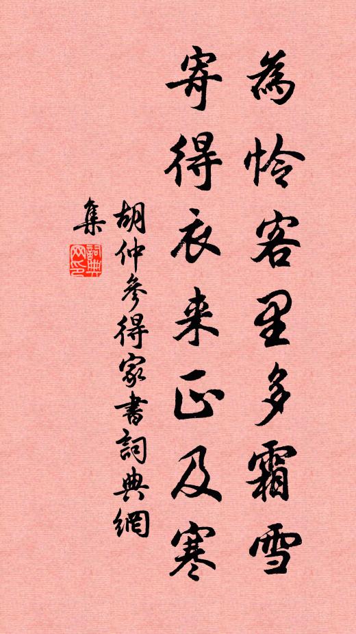 胡仲参为怜客里多霜雪，寄得衣来正及寒书法作品欣赏