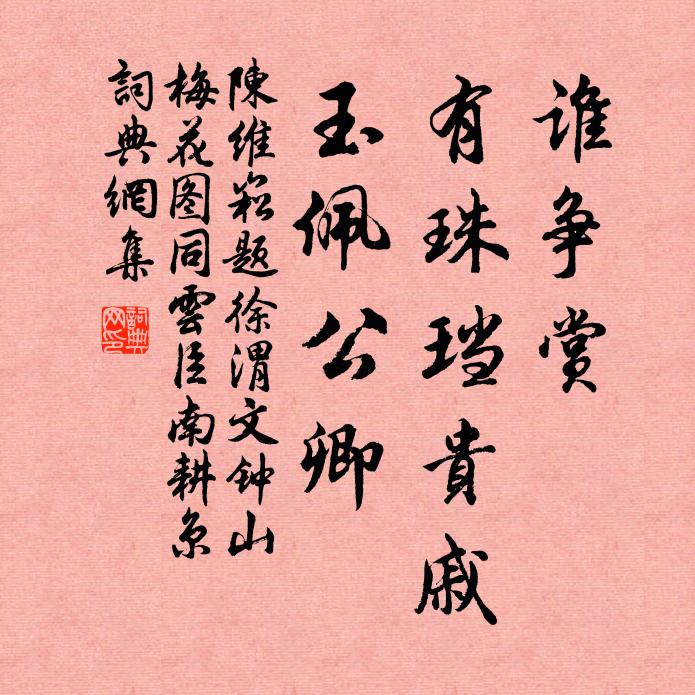 陈维崧谁争赏？有珠珰贵戚，玉佩公卿书法作品欣赏