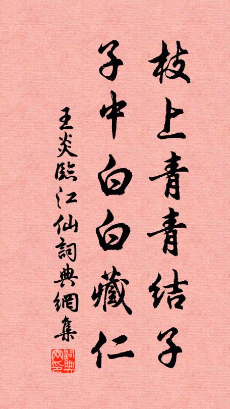 王炎枝上青青结子，子中白白藏仁书法作品欣赏