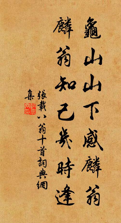 张载龟山山下感麟翁，麟翁知己几时逢书法作品欣赏