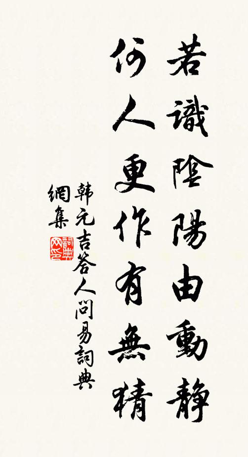 韩元吉若识阴阳由动静，何人更作有无猜书法作品欣赏