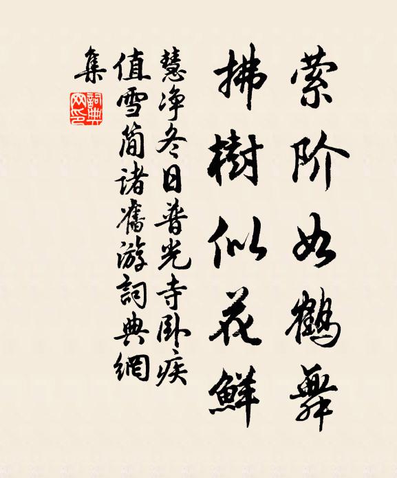 慧净萦阶如鹤舞，拂树似花鲜书法作品欣赏