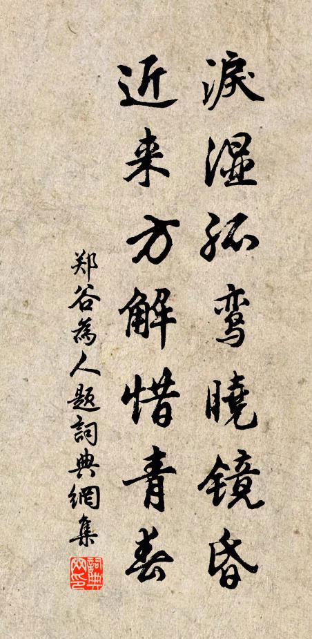 郑谷泪湿孤鸾晓镜昏，近来方解惜青春书法作品欣赏