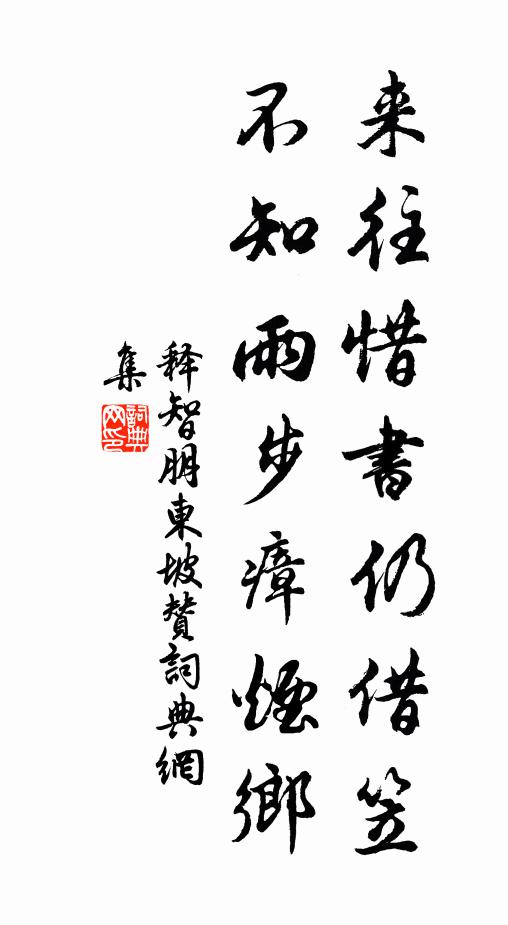 释智朋来往惜书仍借笠，不知雨步瘴烟乡书法作品欣赏