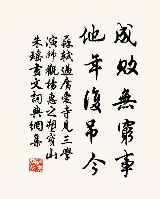 苏轼成败无穷事，他年复吊今书法作品欣赏