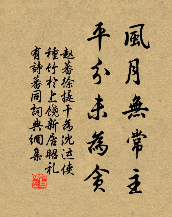 赵蕃风月无常主，平分未为贪书法作品欣赏