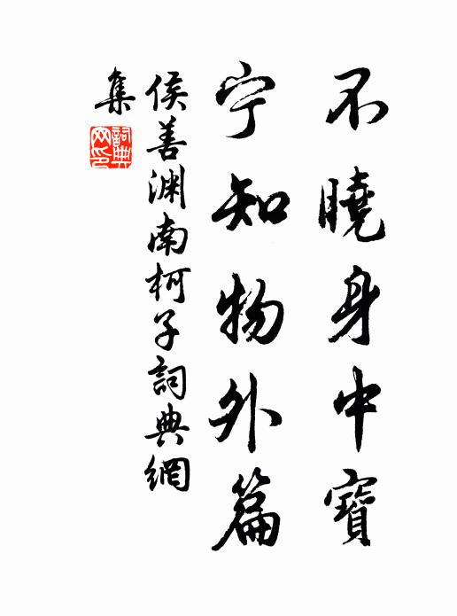 侯善渊不晓身中宝，宁知物外篇书法作品欣赏