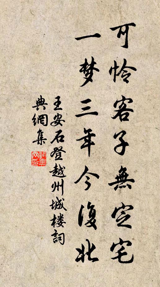 王安石可怜客子无定宅，一梦三年今复北书法作品欣赏