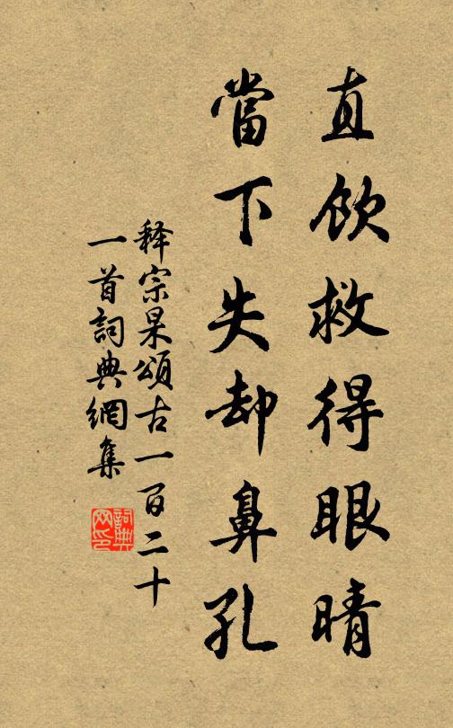 释宗杲直饮救得眼晴，当下失却鼻孔书法作品欣赏