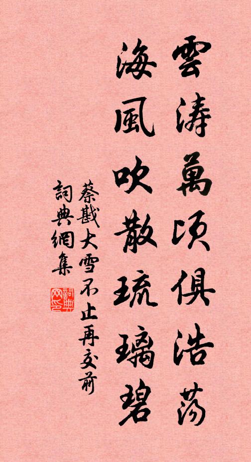 蔡戡云涛万顷俱浩荡，海风吹散琉璃碧书法作品欣赏