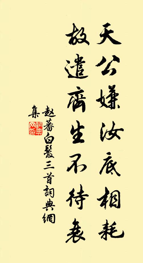 赵蕃天公嫌汝底相耗，故遣齐生不待衰书法作品欣赏
