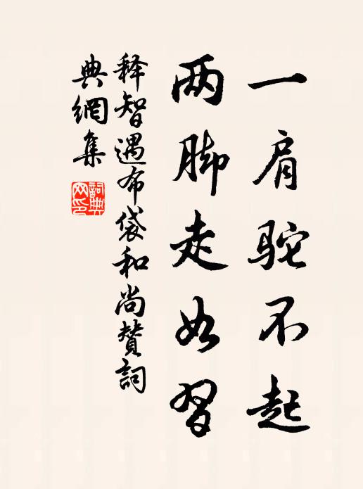 释智遇一肩驼不起，两脚走如习书法作品欣赏