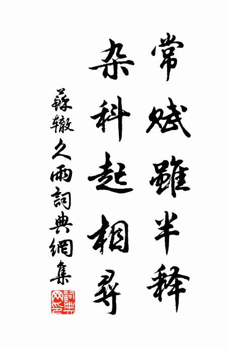 苏辙常赋虽半释，杂科起相寻书法作品欣赏
