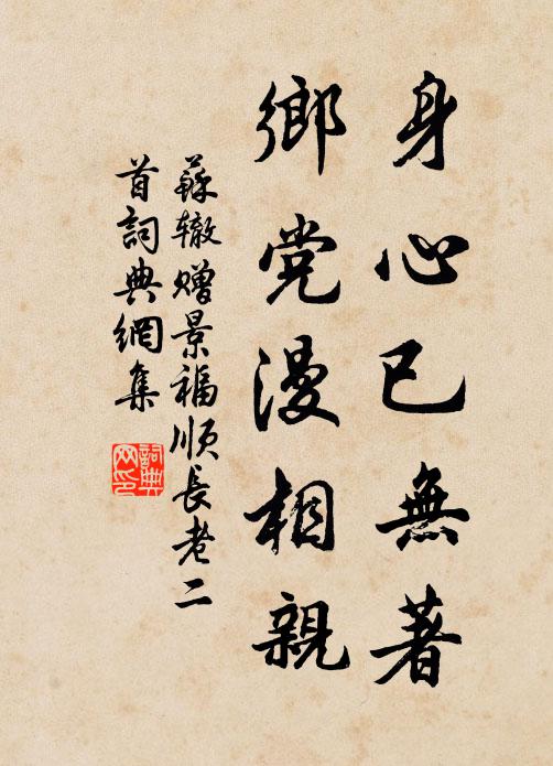 苏辙身心已无著，乡党漫相亲书法作品欣赏