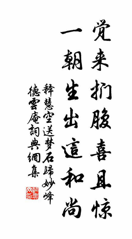 释慧空觉来扪腹喜且惊，一朝生出这和尚书法作品欣赏