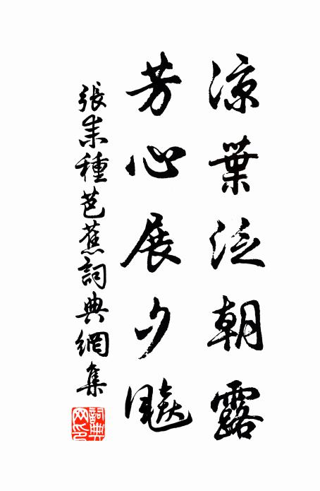 张耒凉叶泛朝露，芳心展夕飚书法作品欣赏