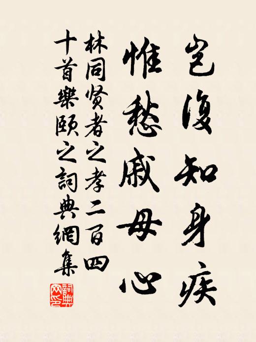 林同岂复知身疾，惟愁戚母心书法作品欣赏