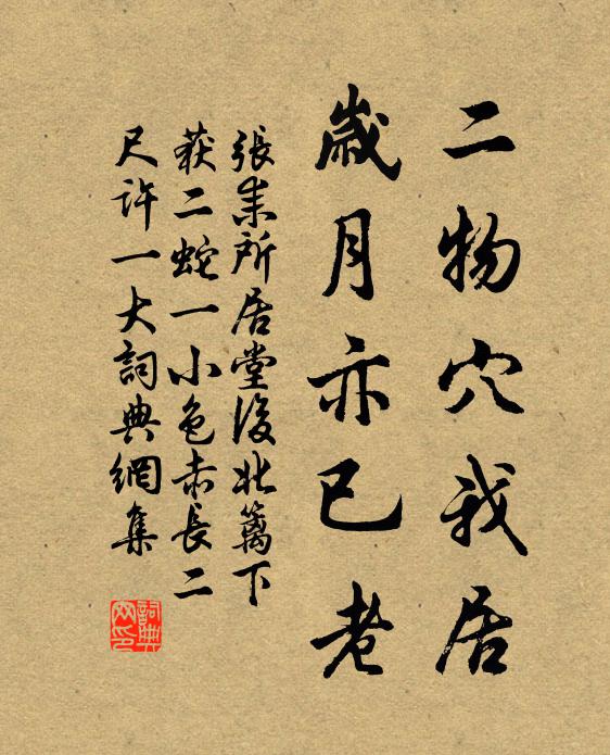 张耒二物穴我居，岁月亦已老书法作品欣赏