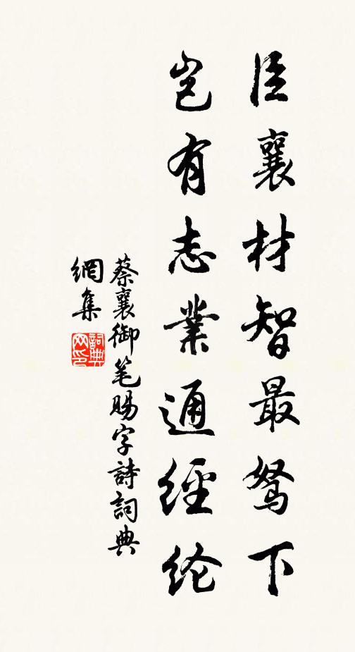 蔡襄臣襄材智最驽下，岂有志业通经纶书法作品欣赏
