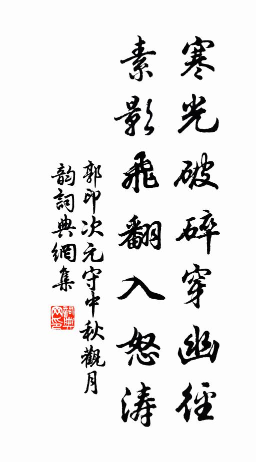 郭印寒光破碎穿幽径，素影飞翻入怒涛书法作品欣赏