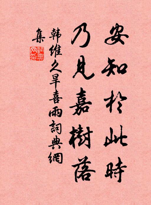 韩维安知于此时，乃见嘉树落书法作品欣赏