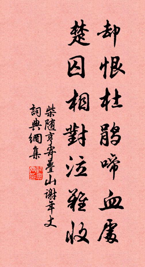 柴随亨却恨杜鹃啼血处，楚囚相对泣难收书法作品欣赏