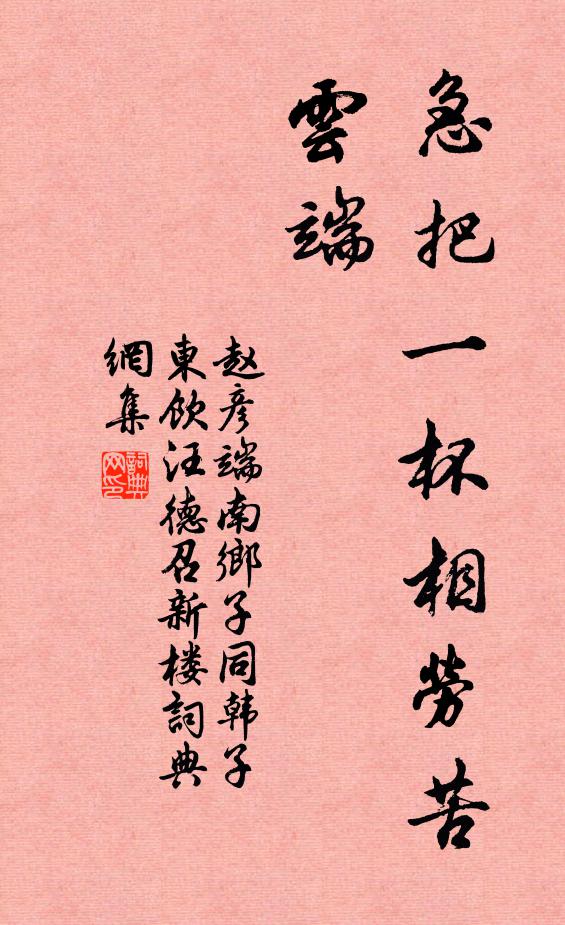 赵彦端急把一杯相劳苦，云端书法作品欣赏