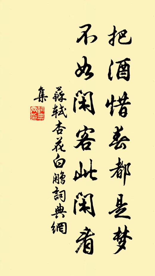 苏轼把酒惜春都是梦，不如闲客此闲看书法作品欣赏