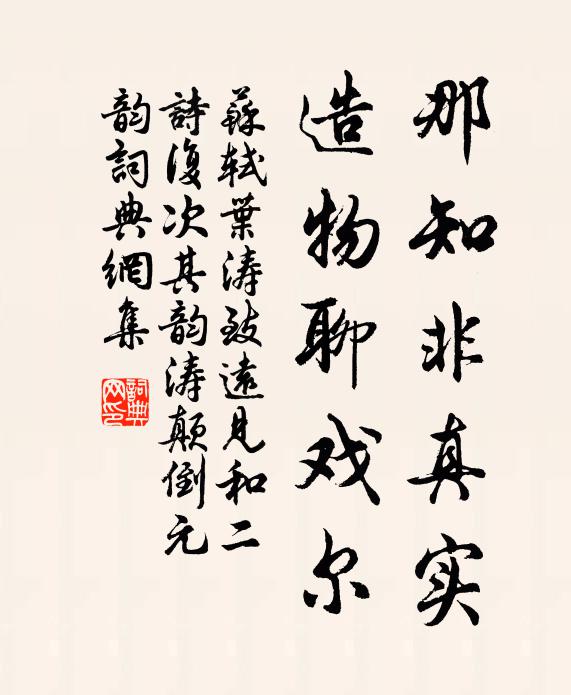 苏轼那知非真实，造物聊戏尔书法作品欣赏