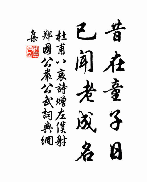 杜甫昔在童子日,已闻老成名书法作品欣赏