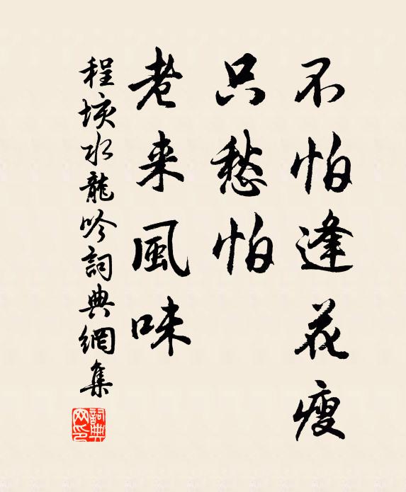 程垓不怕逢花瘦，只愁怕、老来风味书法作品欣赏