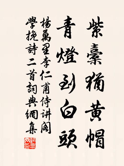 杨万里紫橐犹黄帽，青灯到白头书法作品欣赏