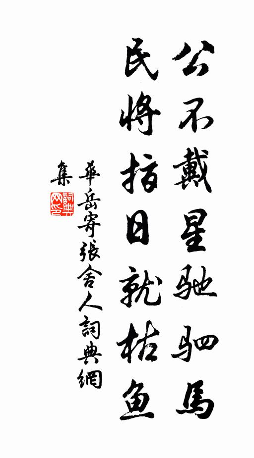 华岳公不戴星驰驷马，民将指日就枯鱼书法作品欣赏