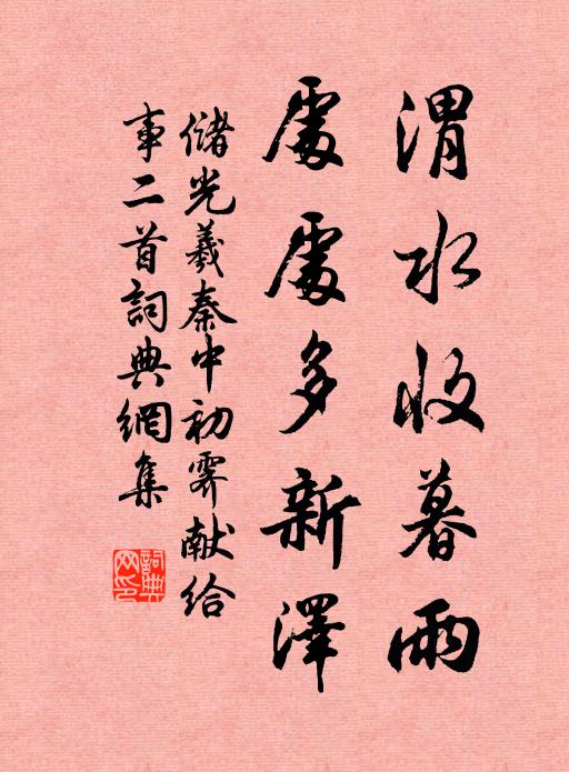 储光羲渭水收暮雨，处处多新泽书法作品欣赏