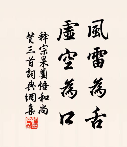 释宗杲风雷为舌，虚空为口书法作品欣赏