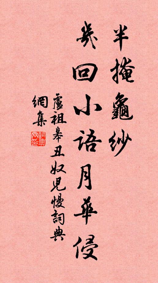 卢祖皋半掩龟纱，几回小语月华侵书法作品欣赏