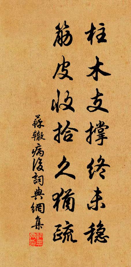 苏辙柱木支撑终未稳，筋皮收拾久犹疏书法作品欣赏