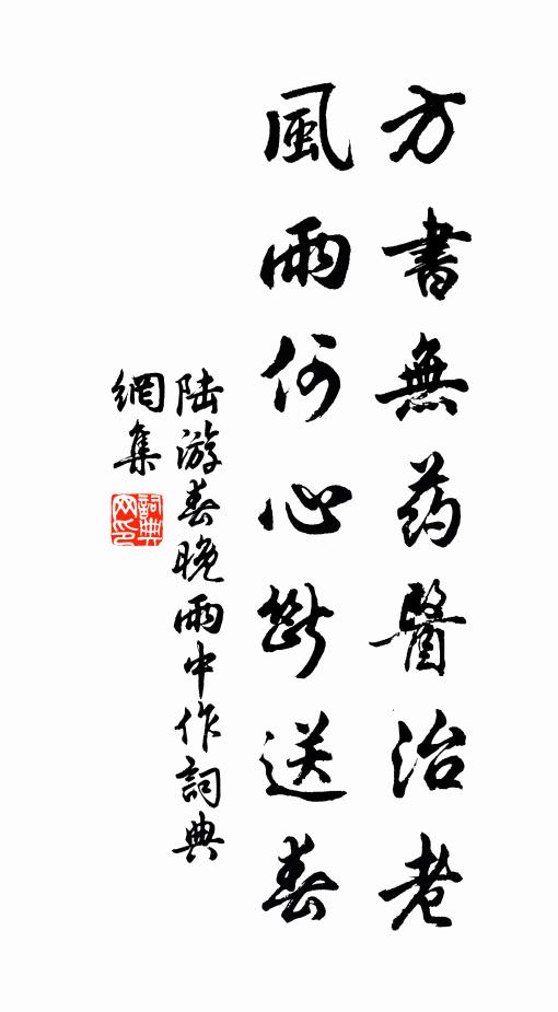陆游方书无药医治老，风雨何心断送春书法作品欣赏