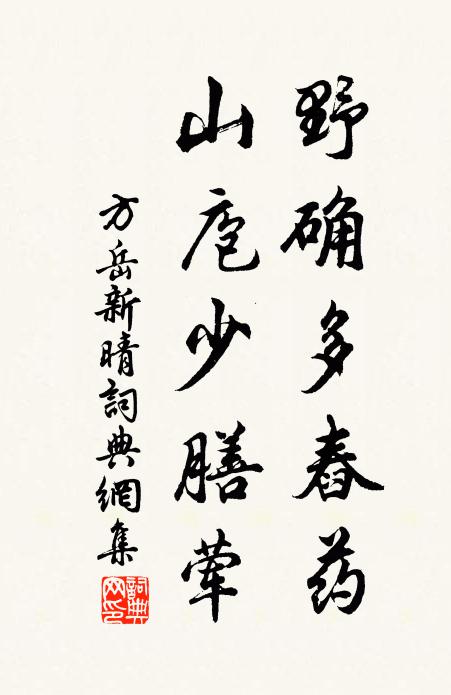 方岳野确多舂药,山庖少膳荤书法作品欣赏