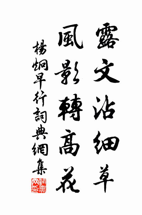 杨炯露文沾细草，风影转高花书法作品欣赏