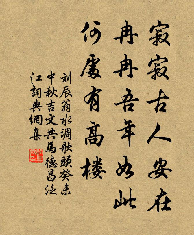 刘辰翁寂寂古人安在，冉冉吾年如此，何处有高楼书法作品欣赏