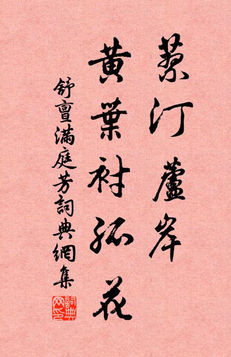 舒亶蓼汀芦岸，黄叶衬孤花书法作品欣赏
