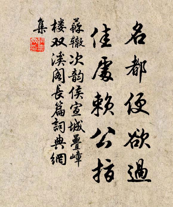 苏辙名都便欲过，佳处赖公指书法作品欣赏