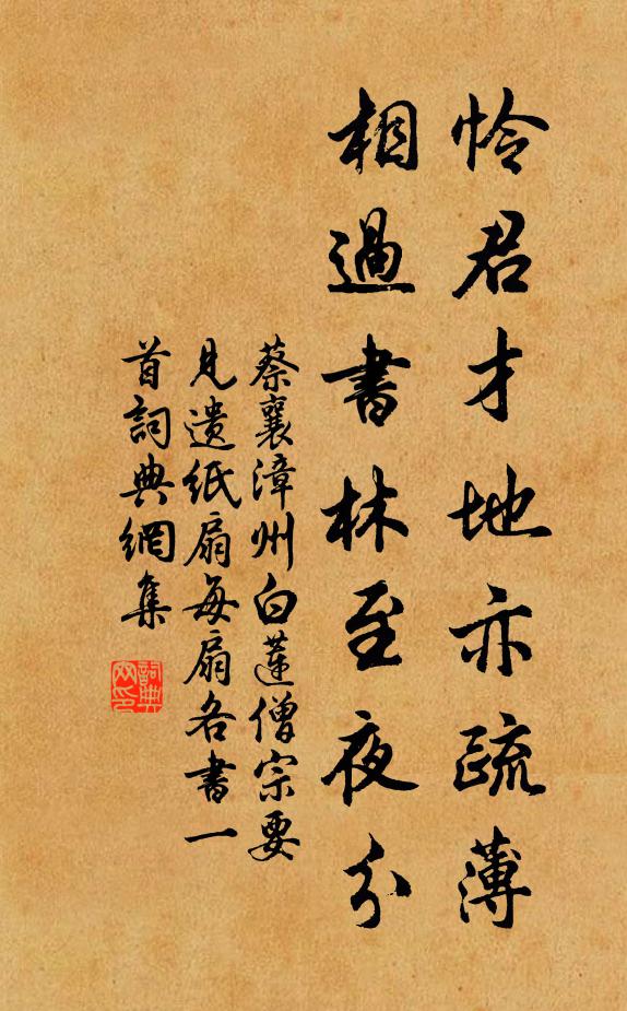 蔡襄怜君才地亦疏薄，相过书林至夜分书法作品欣赏