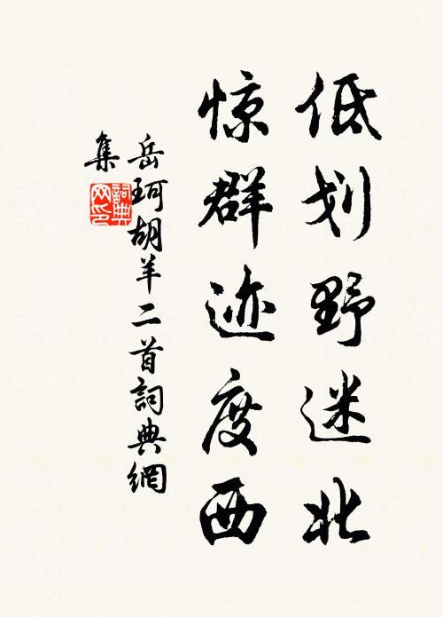 岳珂低划野迷北，惊群迹度西书法作品欣赏